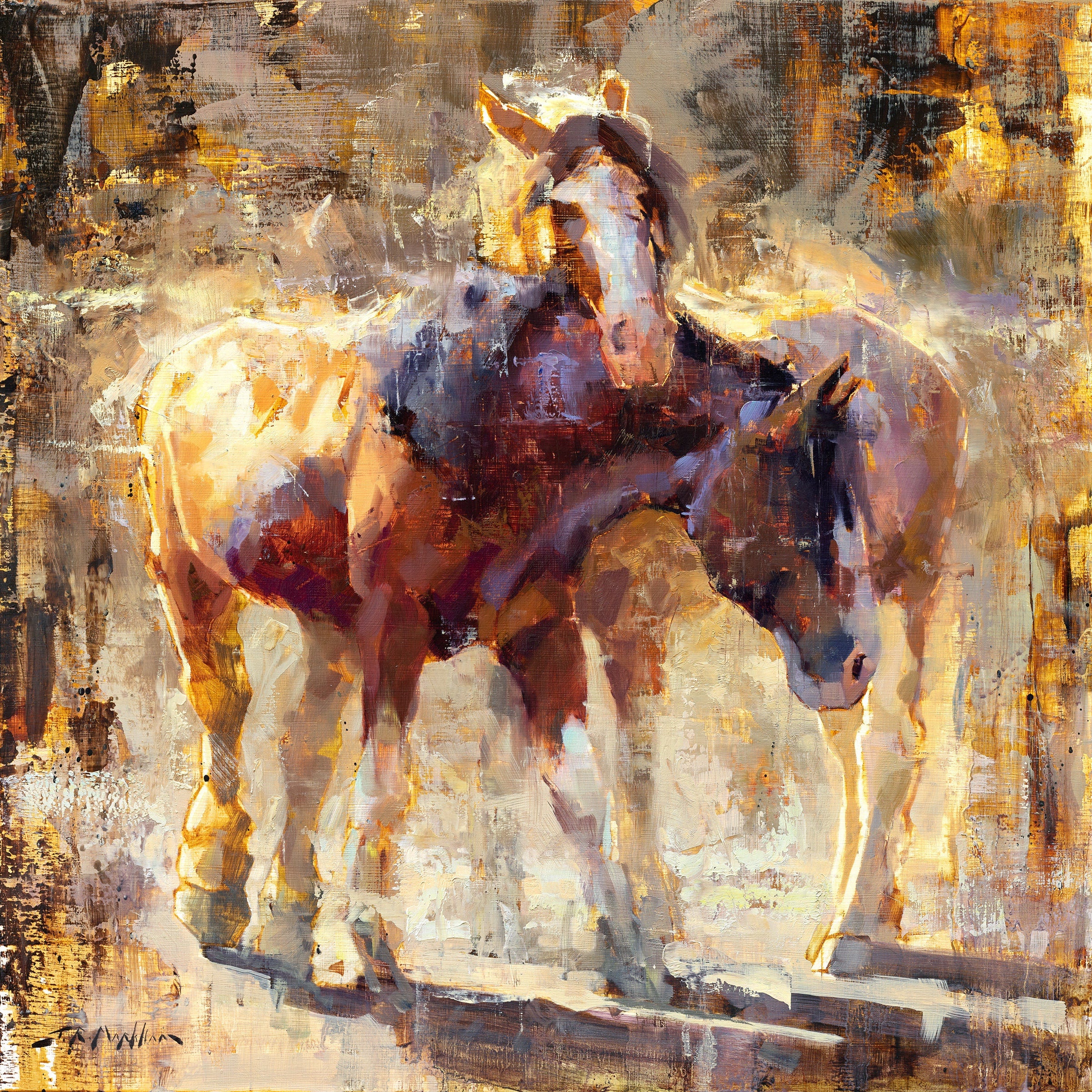 Two Horses Canvas Print | Brown Horse Wall Art – Jerry Markham Art