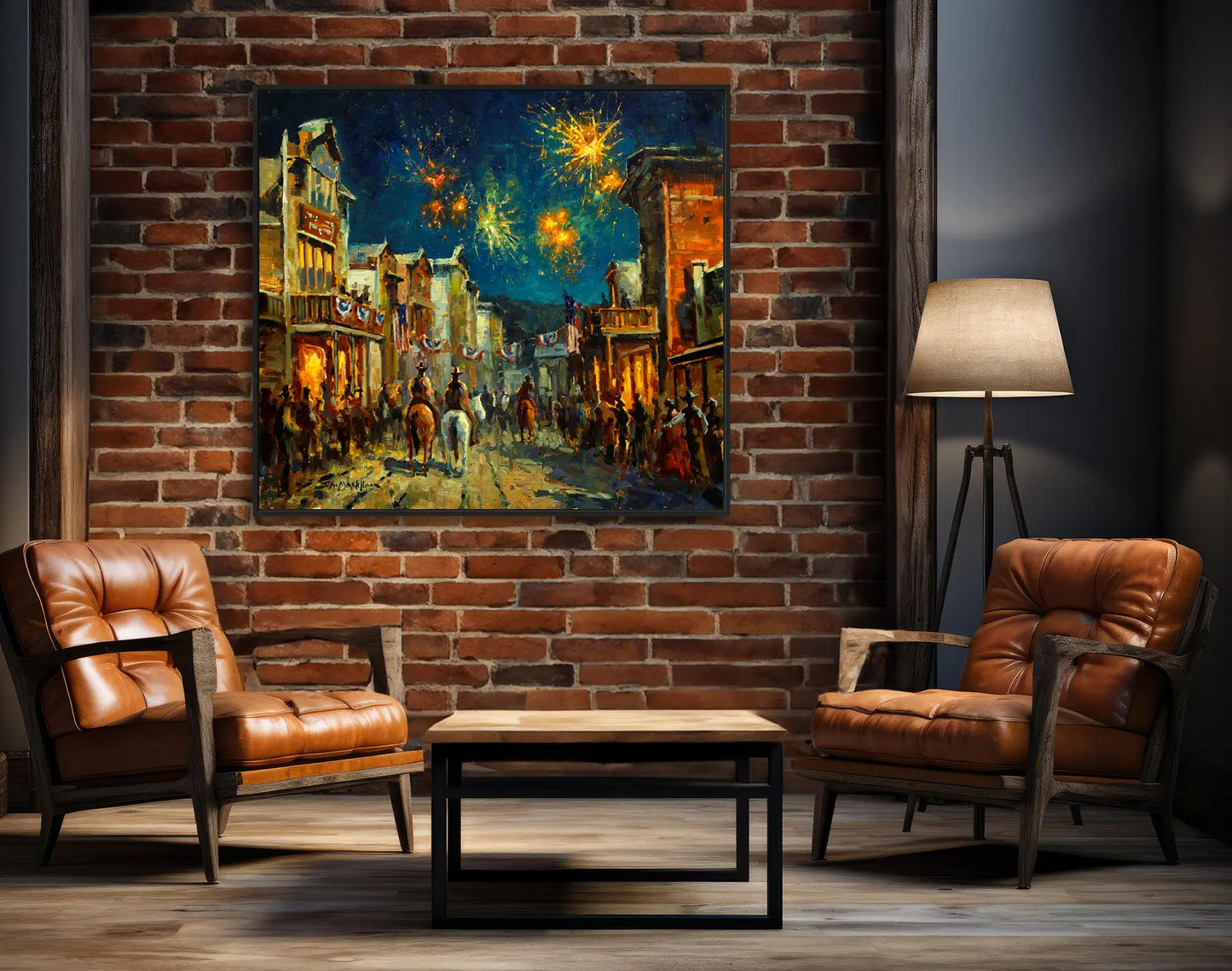 Liberty Illuminated - Independence Day Celebration Nighttime Art Canvas Print