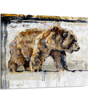 Canvas print wall art of grizzly bear painting available in canvas wrap or framed in multiple sizes