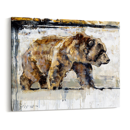 Canvas print wall art of grizzly bear painting available in canvas wrap or framed in multiple sizes