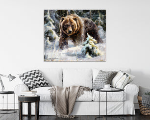 Grizzly bear painting canvas print wall art