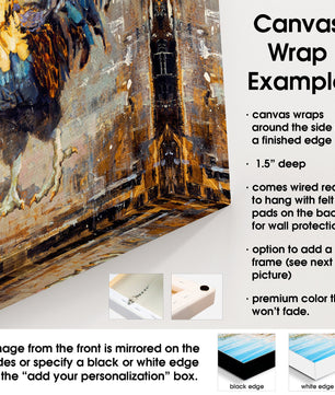 Details of canvas wrap print presentation for wall art
