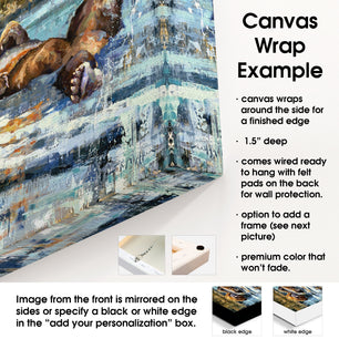 Details of canvas wrap print presentation for wall art