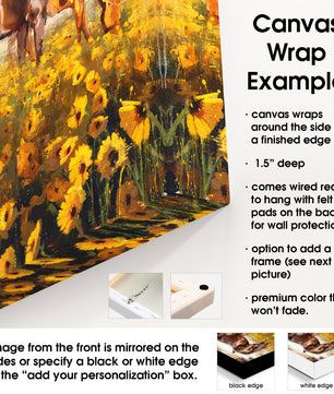 Details of canvas wrap print presentation for wall art