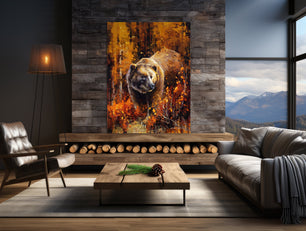 Large grizzly bear wall art canvas print