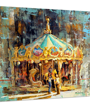 Carousel merry go round painting giclee canvas print