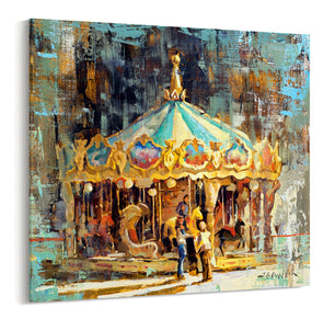 Carousel merry go round painting giclee canvas print