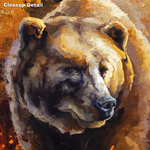 Close up detail of grizzly bear painting wall art print