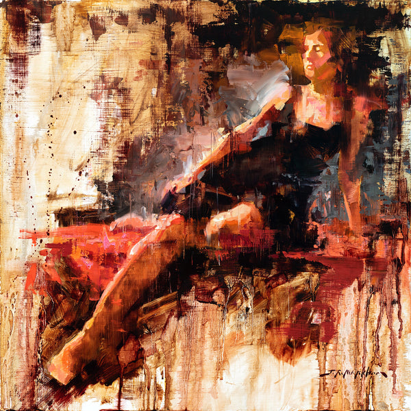 Little Black Dress - original oil painting loose and impressionist of a woman in a black dress by Jerry Markham artist