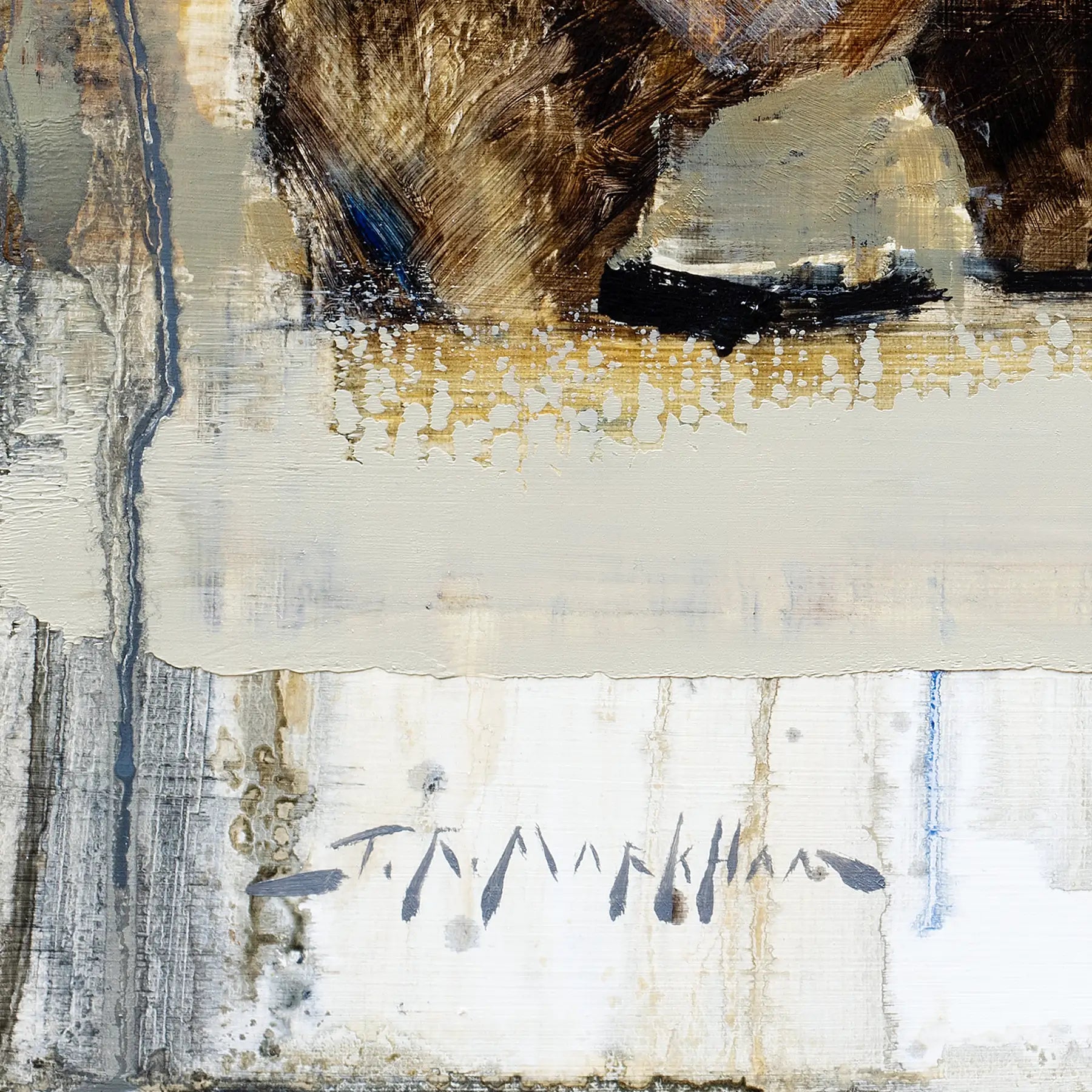 Closeup of bear art print showing paint texture and marks and artist signature