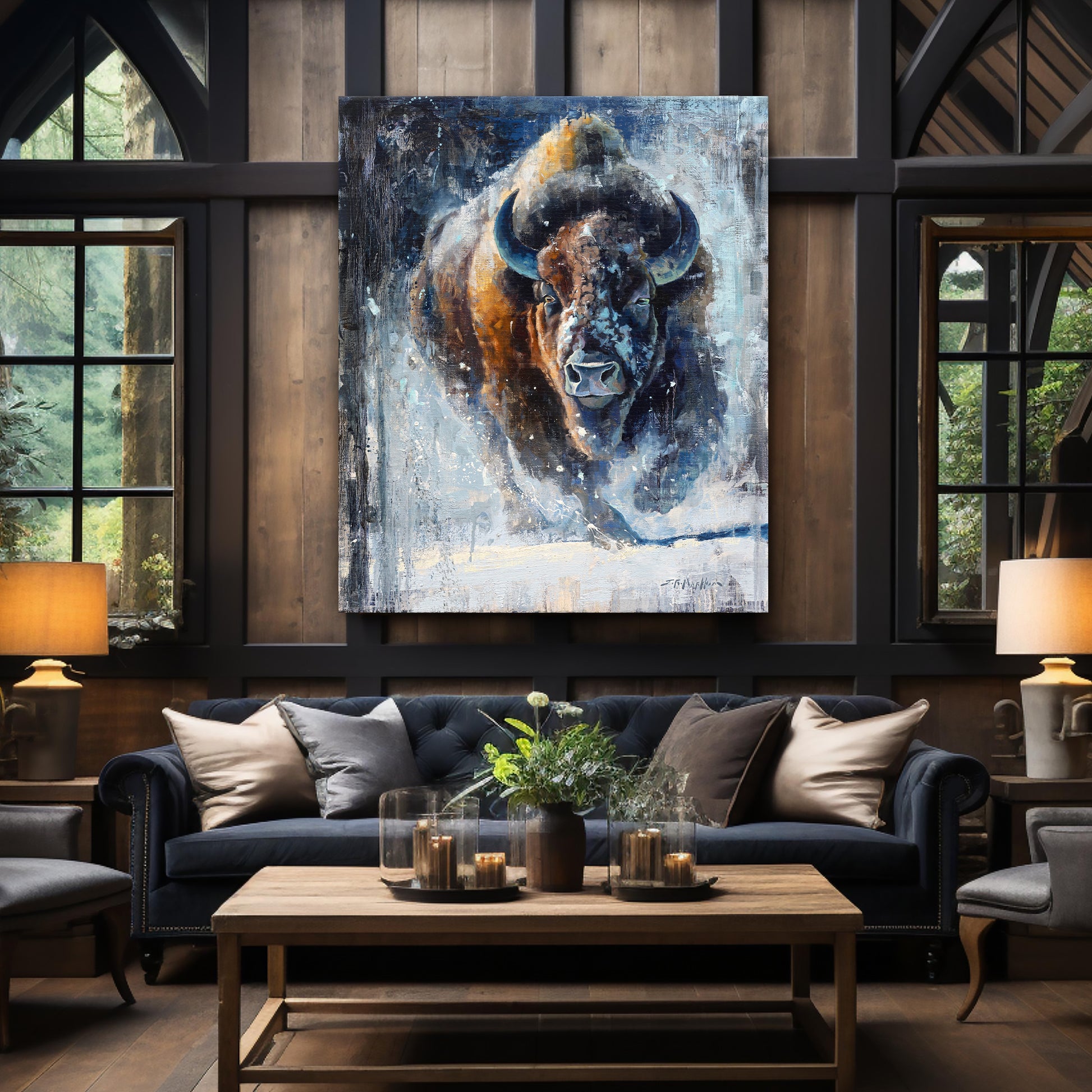 buffalo painting canvas print