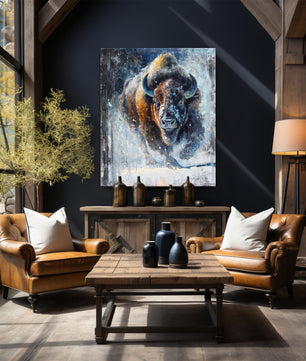 Buffalo art canvas print large wall art available in multiple sizes and framing options to fit any wall space.