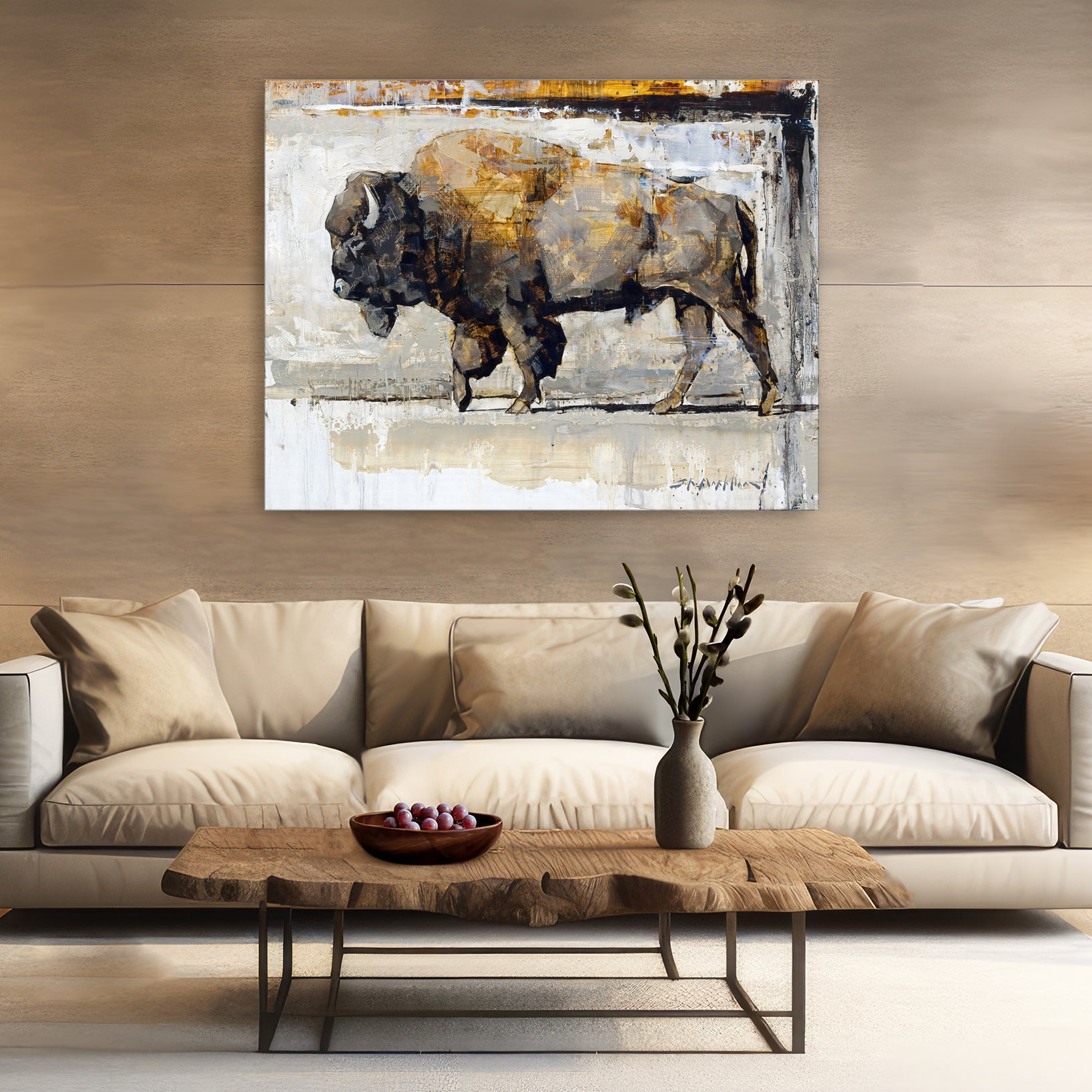 Buffalo canvas print wall art of buffalo painting