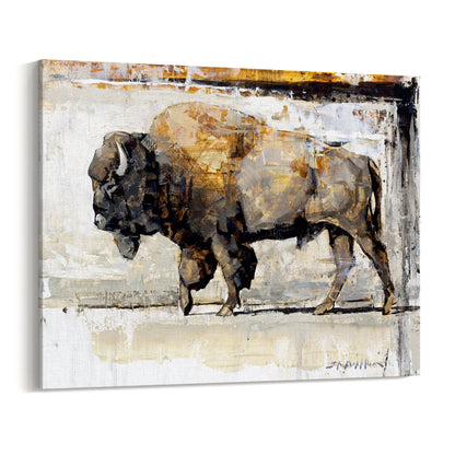 Canvas print wall art of buffalo painting - brown and grey - available in multiple sizes