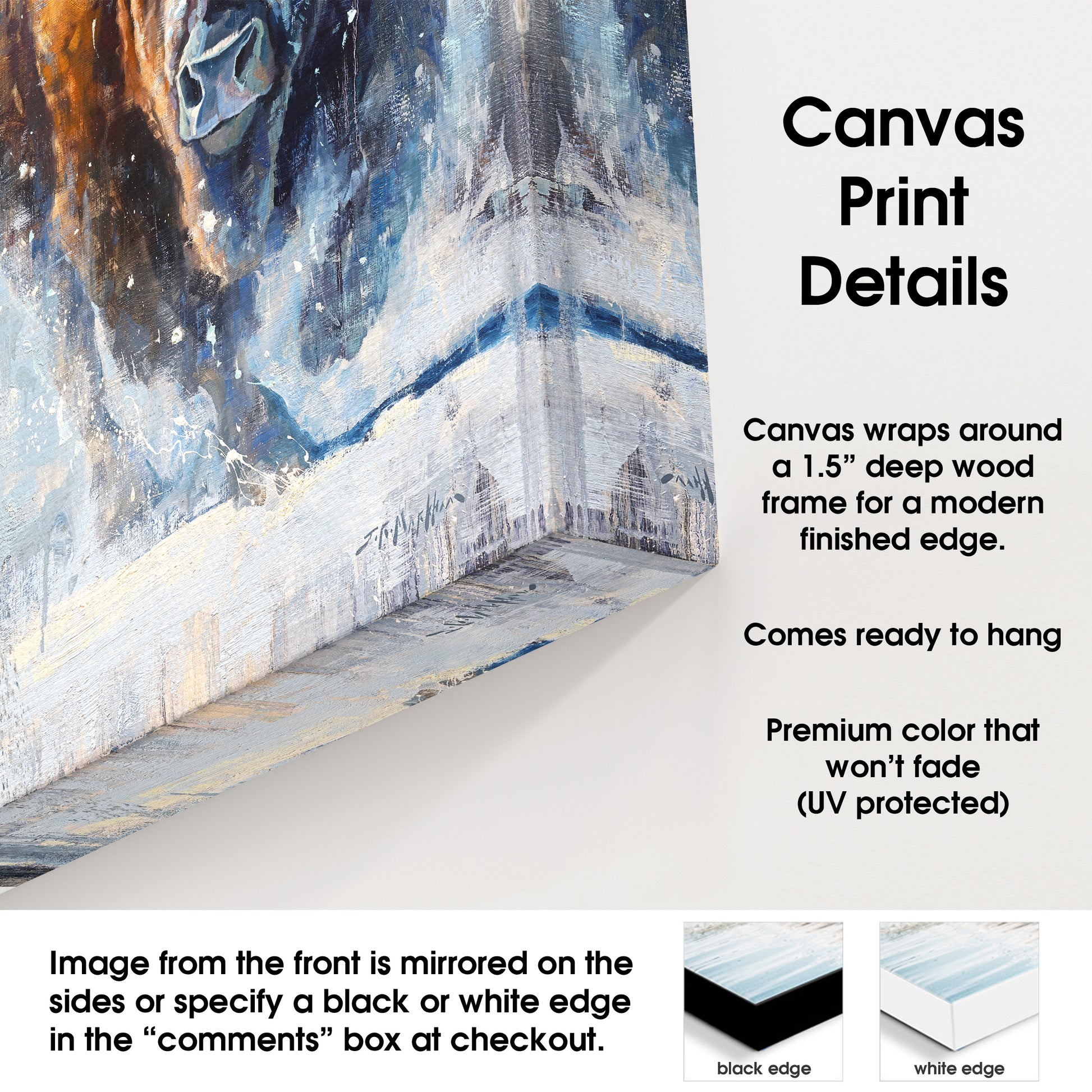 canvas print details with a modern edge design