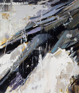 Close up detail of raven painting showing paint brush stroke detail