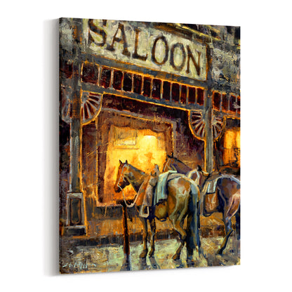 Western wall art saloon painting canvas wrap giclee print