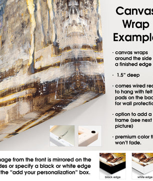 Details of canvas wrap print presentation for wall art