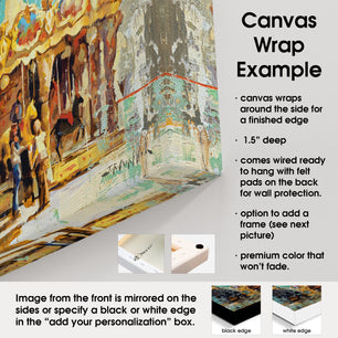 Details of canvas wrap print presentation for wall art