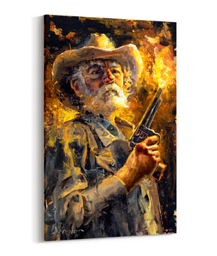 Cowboy art canvas print available in multiple sizes and frame options