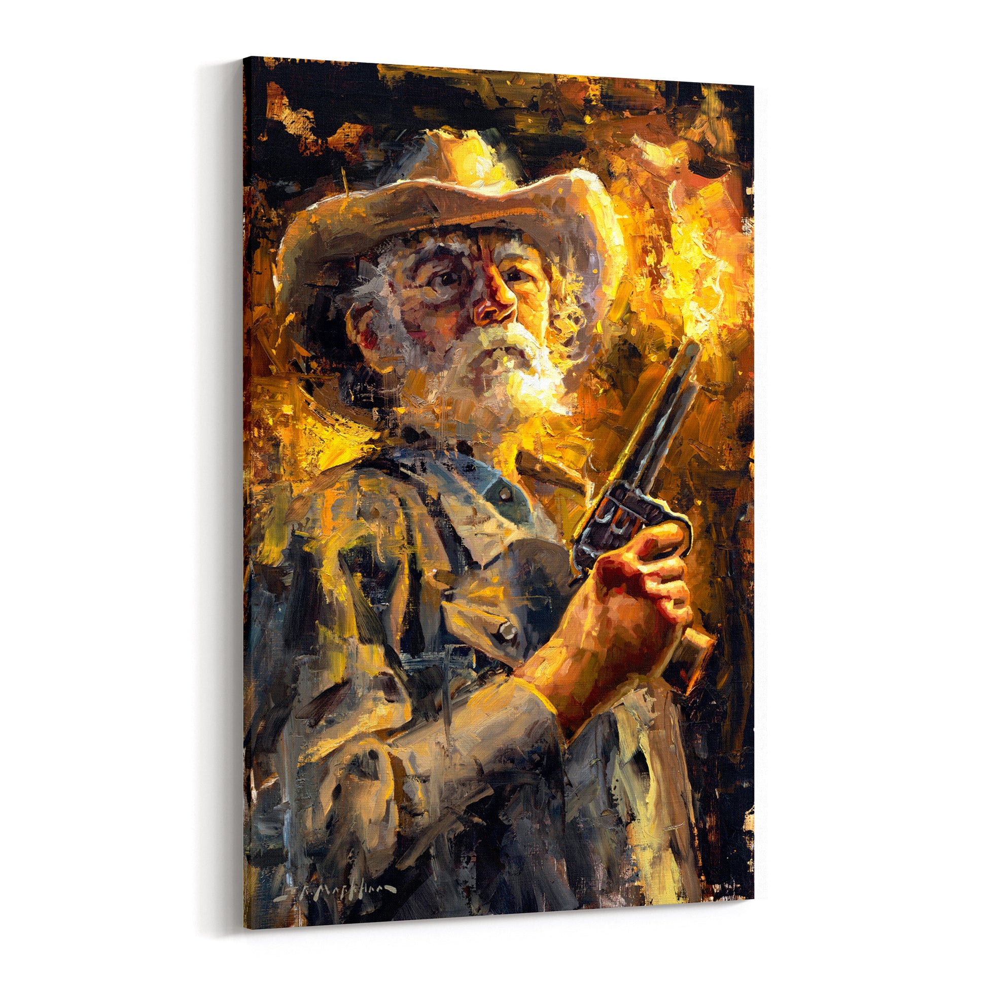 Cowboy art canvas print available in multiple sizes and frame options