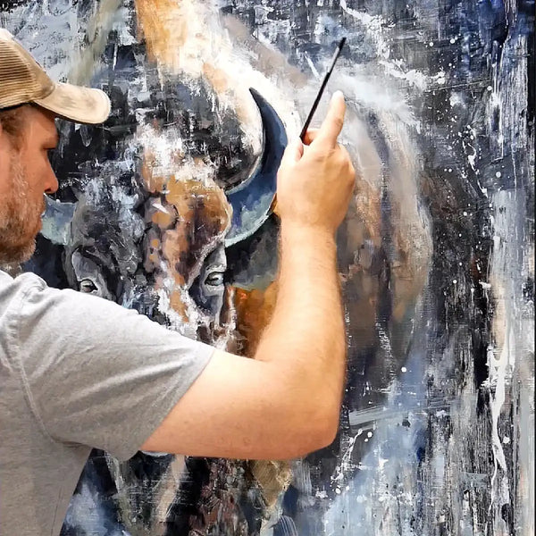 Original oil paintings by Jerry Markham artist including wildlife art, landscape paintings, western art, cowboy art, buffalo art, bear art, floral paintings, and more