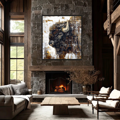 Profile of Power - Buffalo Portrait Art Canvas Print