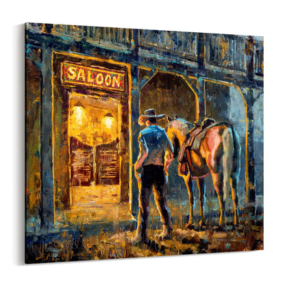 Settling a Score - Saloon Western Art Canvas Print