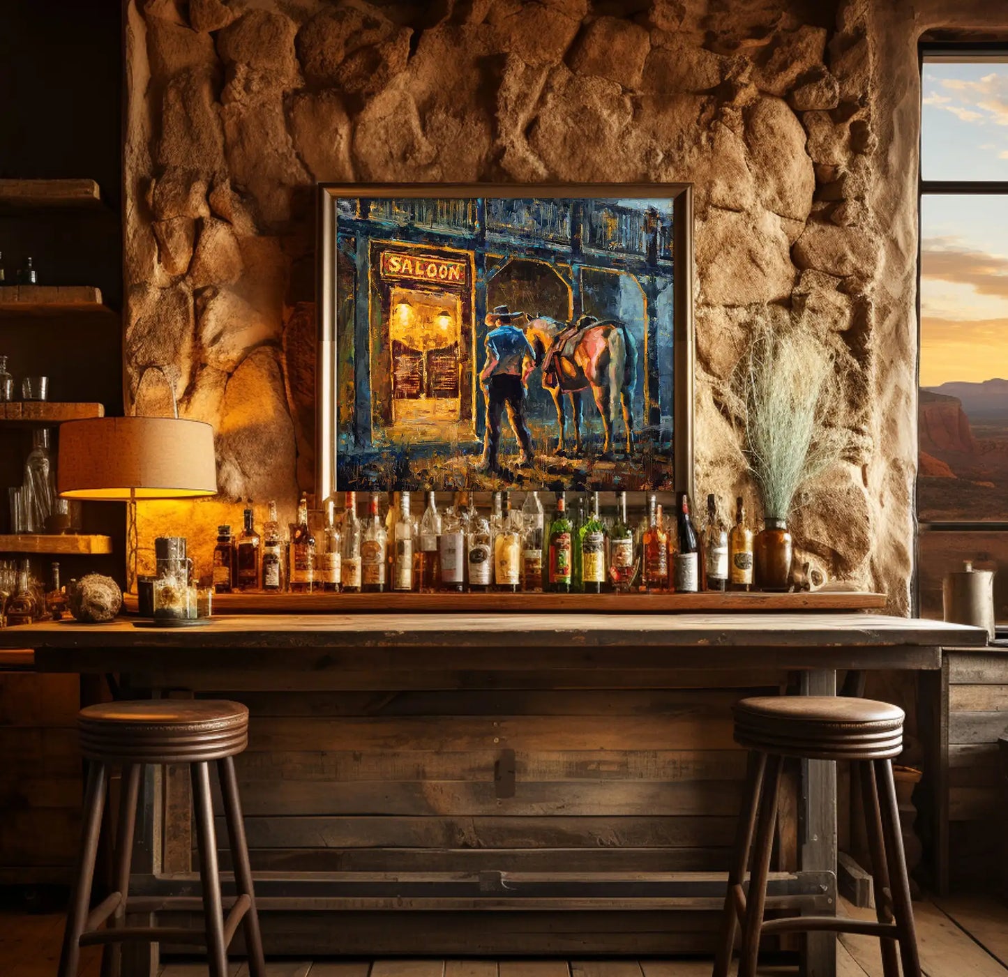 Settling a Score - Saloon Western Art Canvas Print