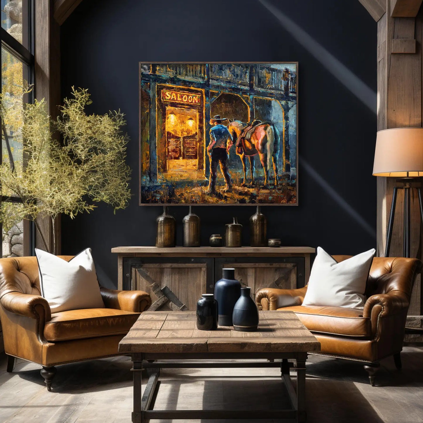 Settling a Score - Saloon Western Art Canvas Print
