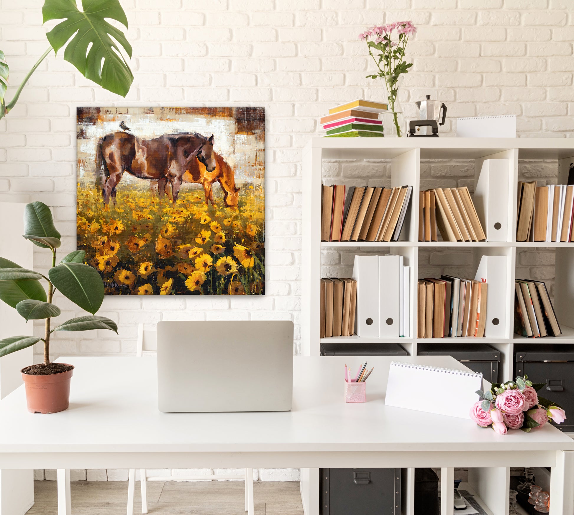 horse art print for office