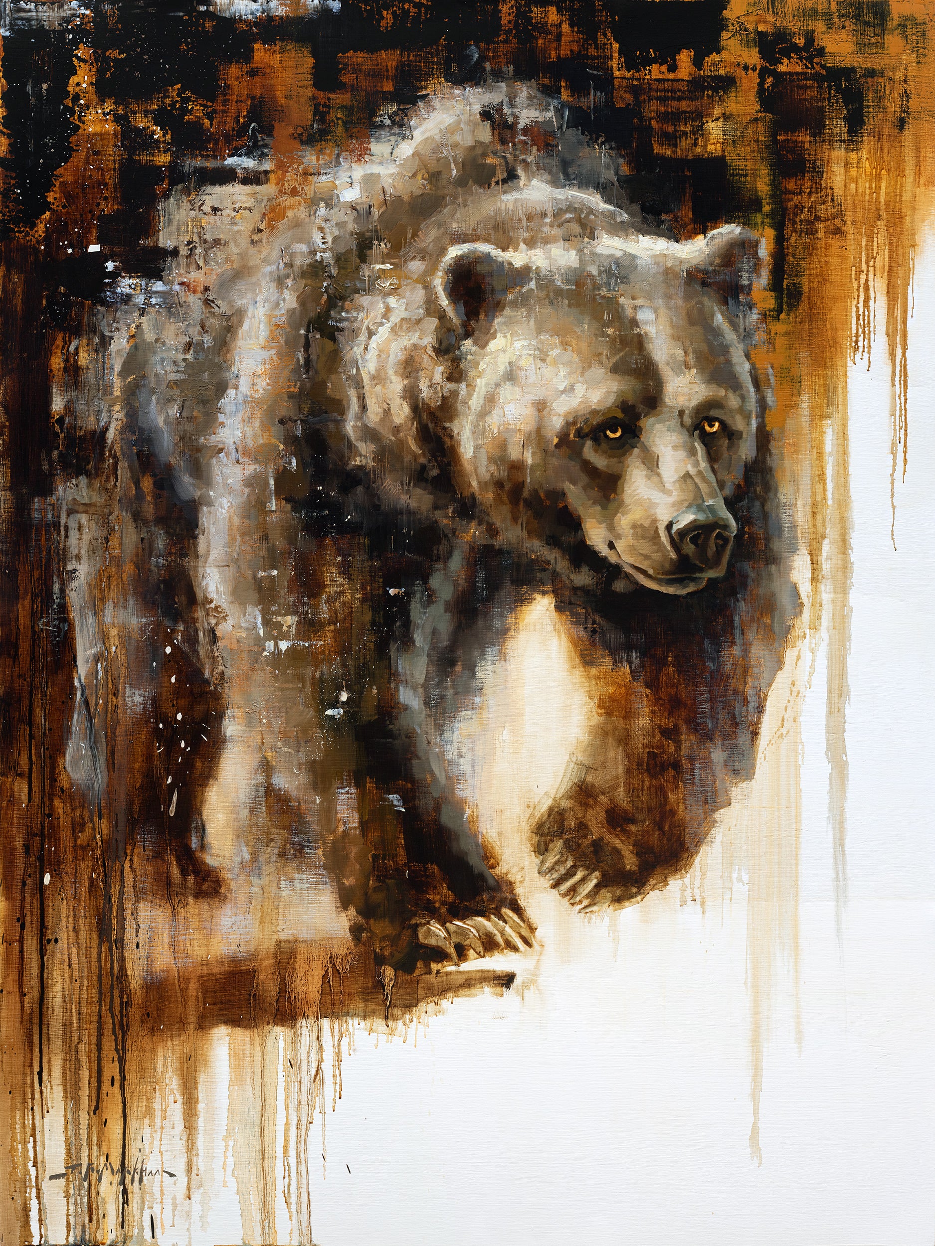 Symbol of Strength - 48x36 - Original oil painting of a grizzly bear by Jerry Markham artist - bear art
