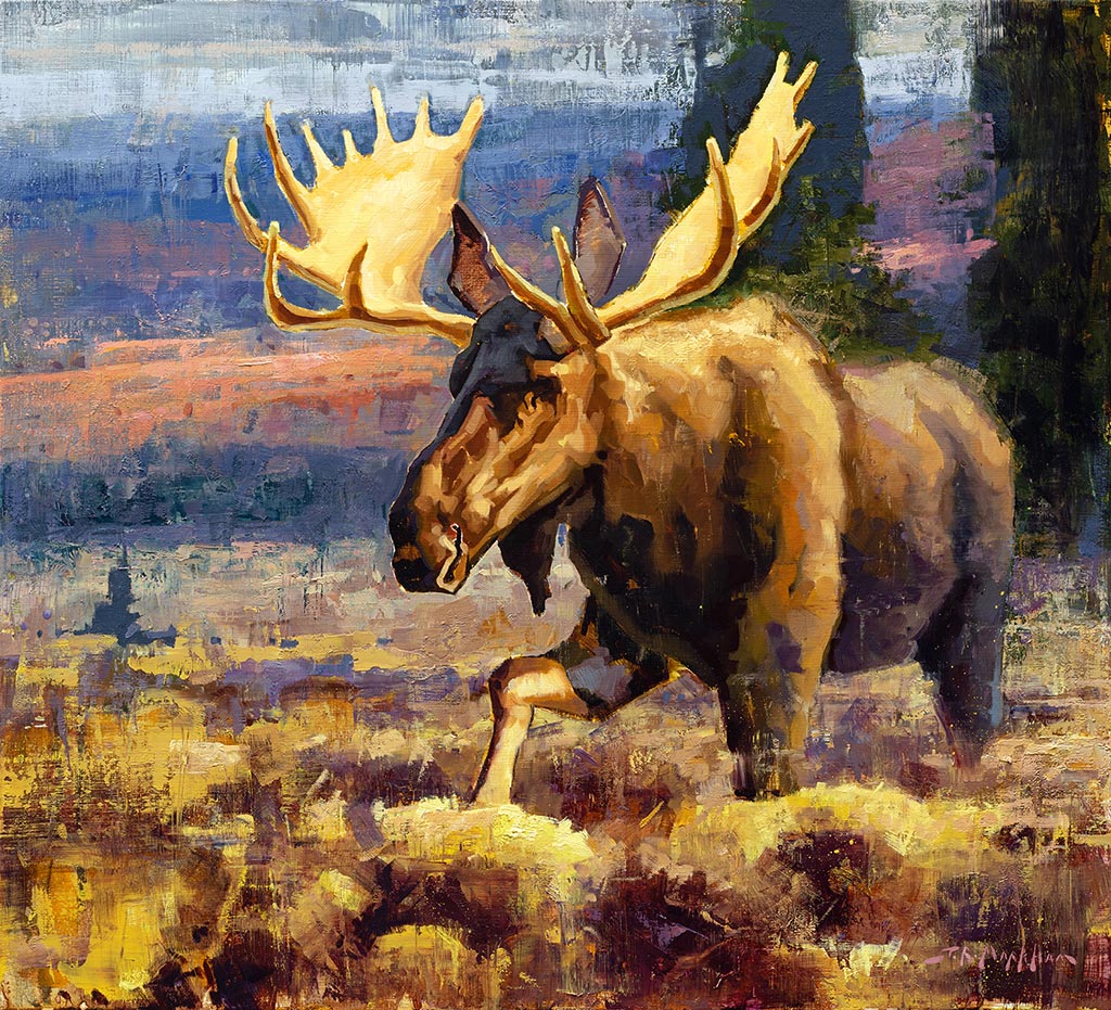 Autumn Moose painting by Jerry Markham artist