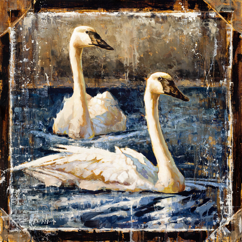 Elegant Couple - painting of swans by Jerry Markham artist