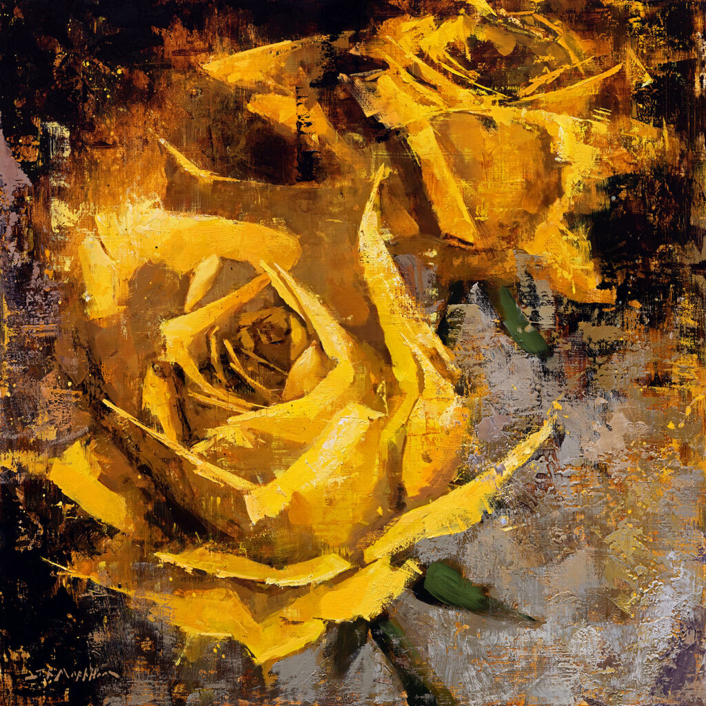 Essence of Beauty - painting of yellow roses by Jerry Markham artist