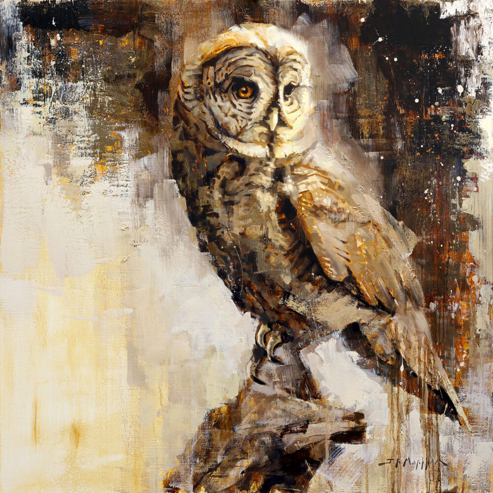 Great Gray - owl painting by Jerry Markham artist