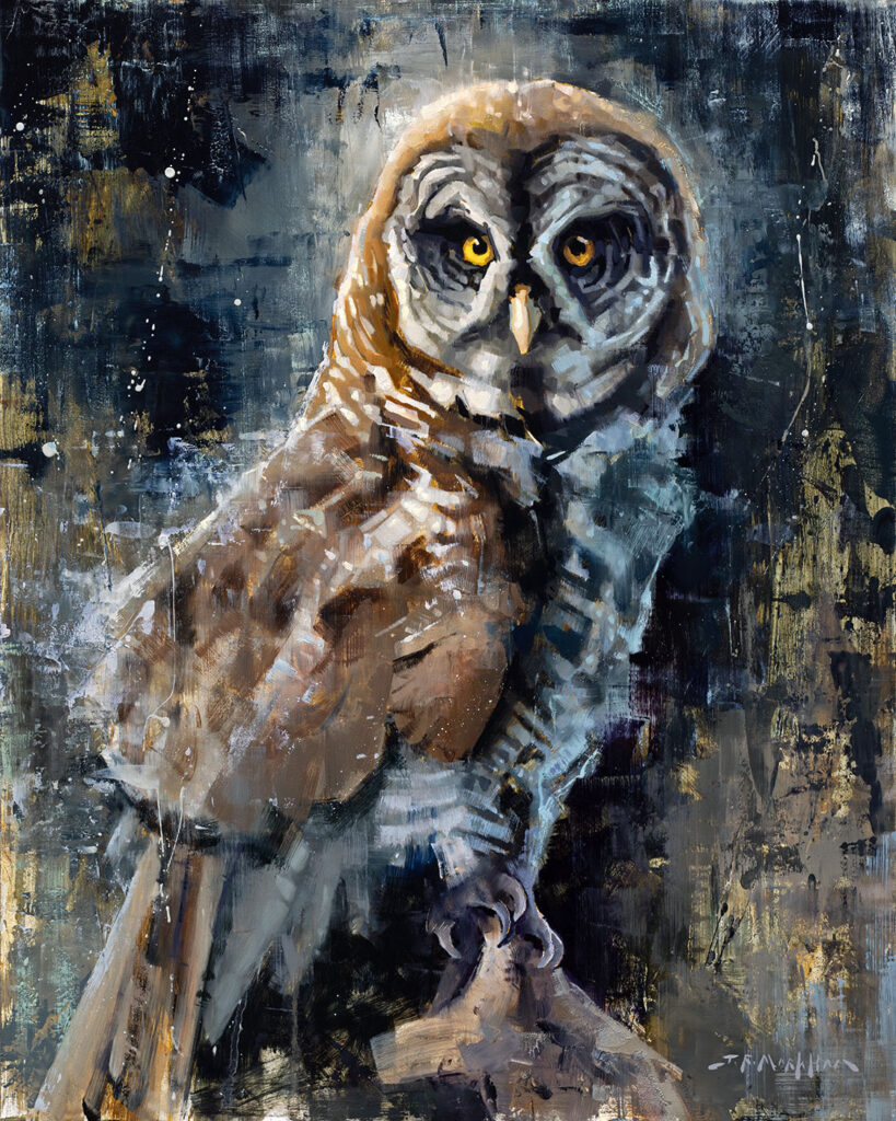 Made You Look - owl painting by artist Jerry Markham