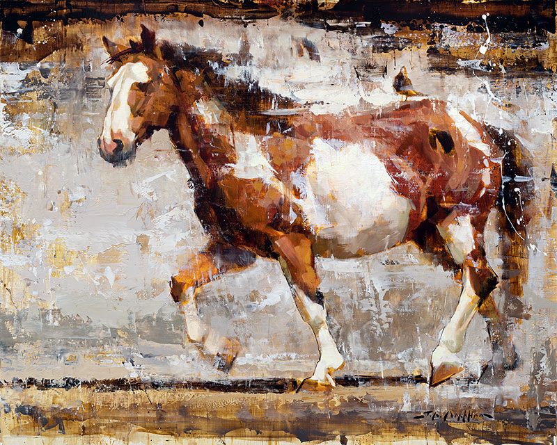 Running Paint horse painting by Jerry Markham artist
