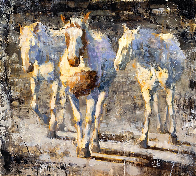 Three Kings - original oil painting of horses by Jerry Markham artist