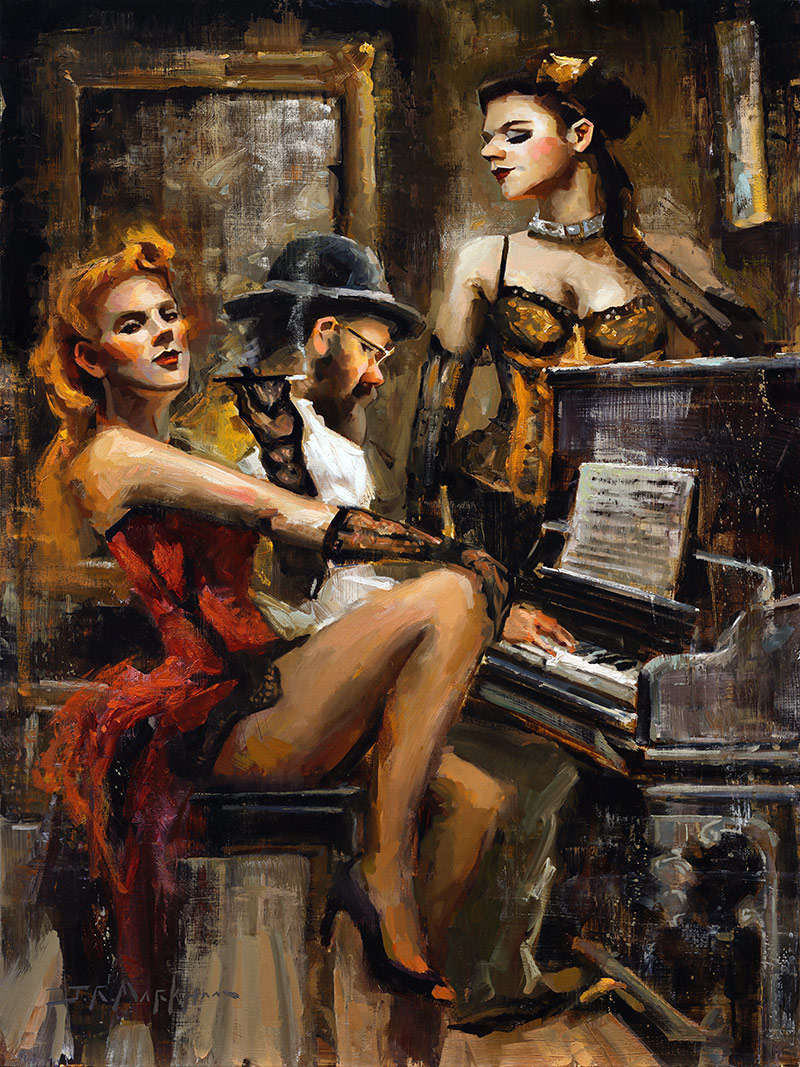 Tickling the Ivories - painting by Jerry Markham artist