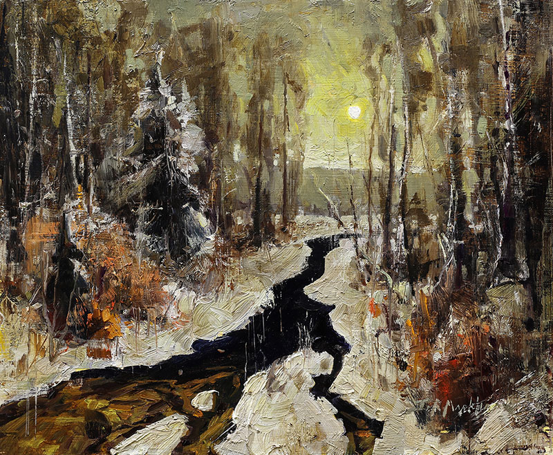 Winter Embrace - winter landscape painting