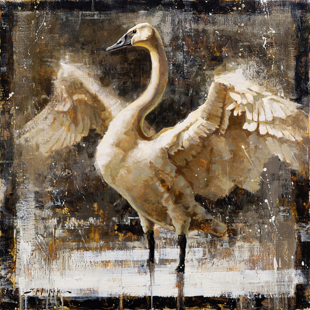 Graceful Elegance - swan painting by artist Jerry Markham artist