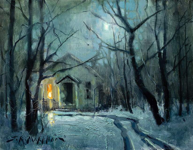 Home for the Holidays winter landscape painting