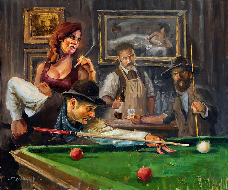 They're Hustlers You Know - western painting bar room scene by Jerry Markham artist